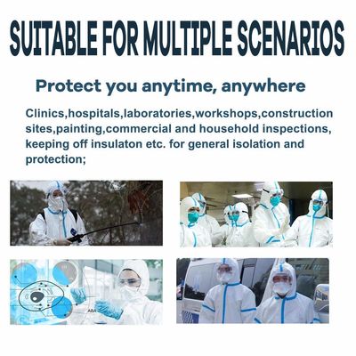 Roupa descartável do isolamento de SF Dustproof com punho encapuçado/elástico