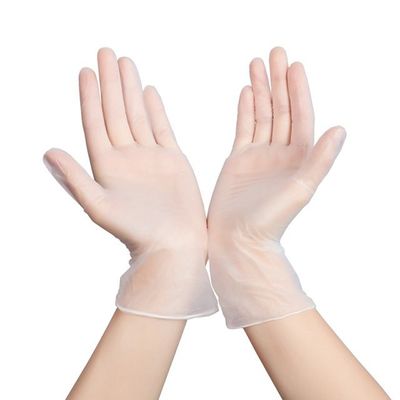 As luvas descartáveis transparentes do vinil trabalham luvas elásticas ácidas do PVC da proteção anti