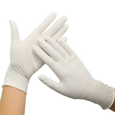 Luvas médicas descartáveis do látex do comprimento branco leitoso de 240mm ambientais