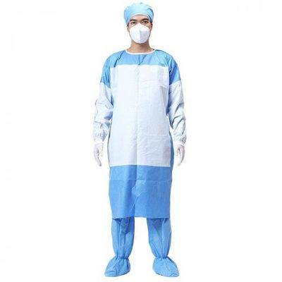 Veste cirúrgica não tecida cirúrgica descartável azul do vestido EN1186 contra vírus