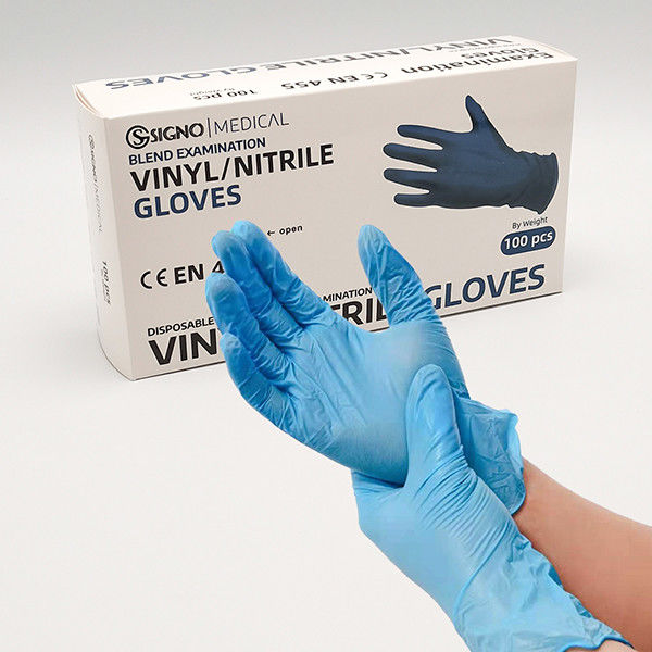 Luvas descartáveis da mistura do nitrilo do vinil do PVC do tamanho médio das luvas do vinil da anti punctura
