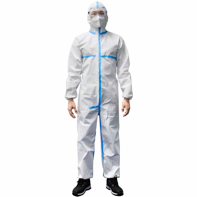 Roupa descartável do isolamento de SF Dustproof com punho encapuçado/elástico