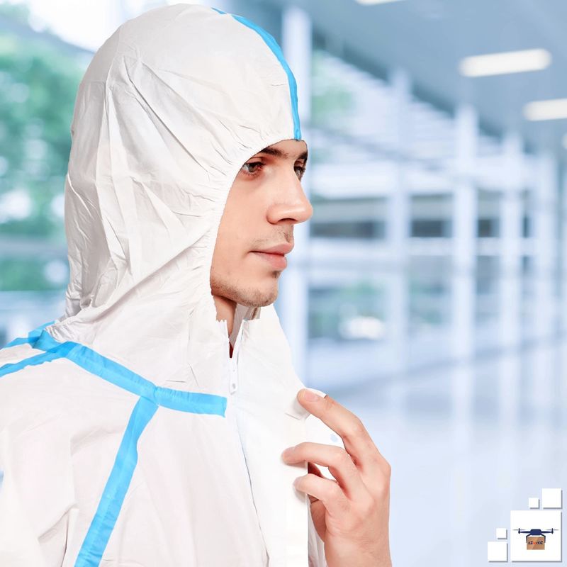 Terno descartável de Hazmat das combinações cirúrgicas descartáveis Microporous duráveis com capa