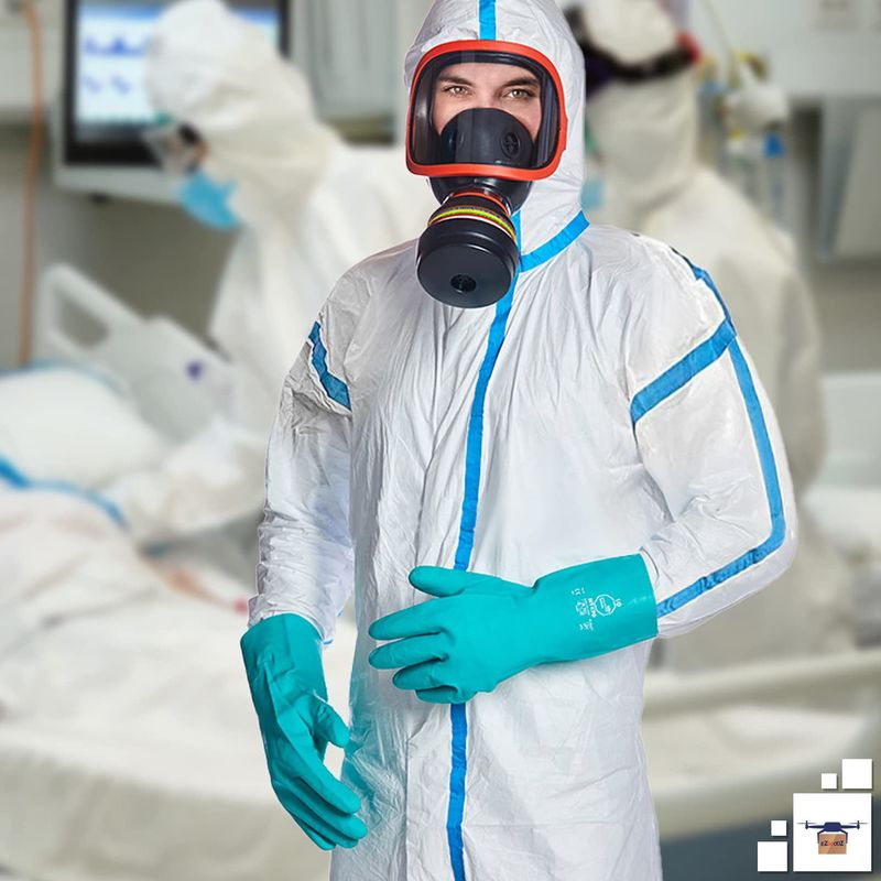 Roupa descartável completa do isolamento do terno protetor do corpo do tamanho do XL com o punho elástico encapuçado