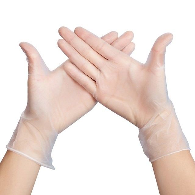 Corte descartável do tamanho médio das luvas do exame do vinil do PVC luvas plásticas do anti descartáveis