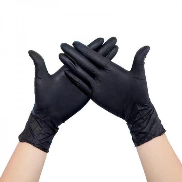 As luvas livres do nitrilo do pó preto de MSDS TDS para a ponta do dedo do exame Textured