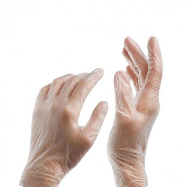 Luvas descartáveis claras pulverizadas do vinil grande L anti deslizamento do XL