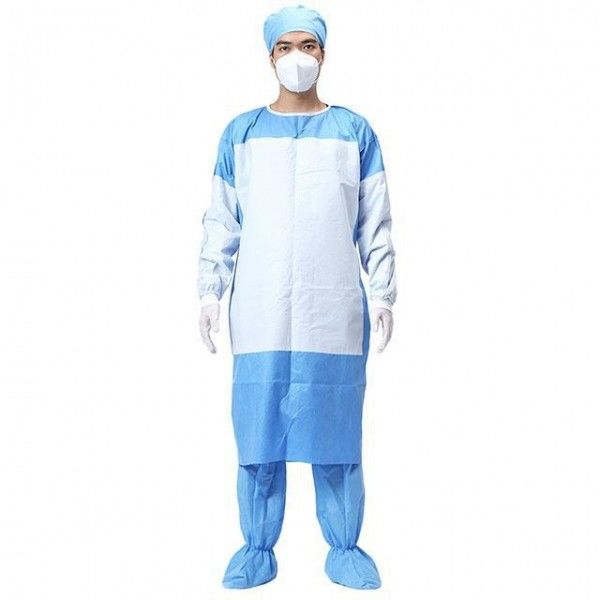 Veste cirúrgica não tecida cirúrgica descartável azul do vestido EN1186 contra vírus