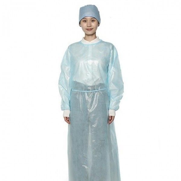 O plástico descartável verde personalizado veste vestidos descartáveis da barreira 35gsm