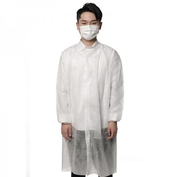 revestimento não tecido branco do laboratório dos vestidos descartáveis do hospital de 35gsm SMS